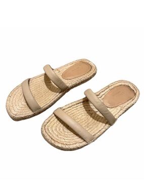 Everlane Espadrille Sandal Slides in Natural Jute in Sand Nude/Beige Size 6.5